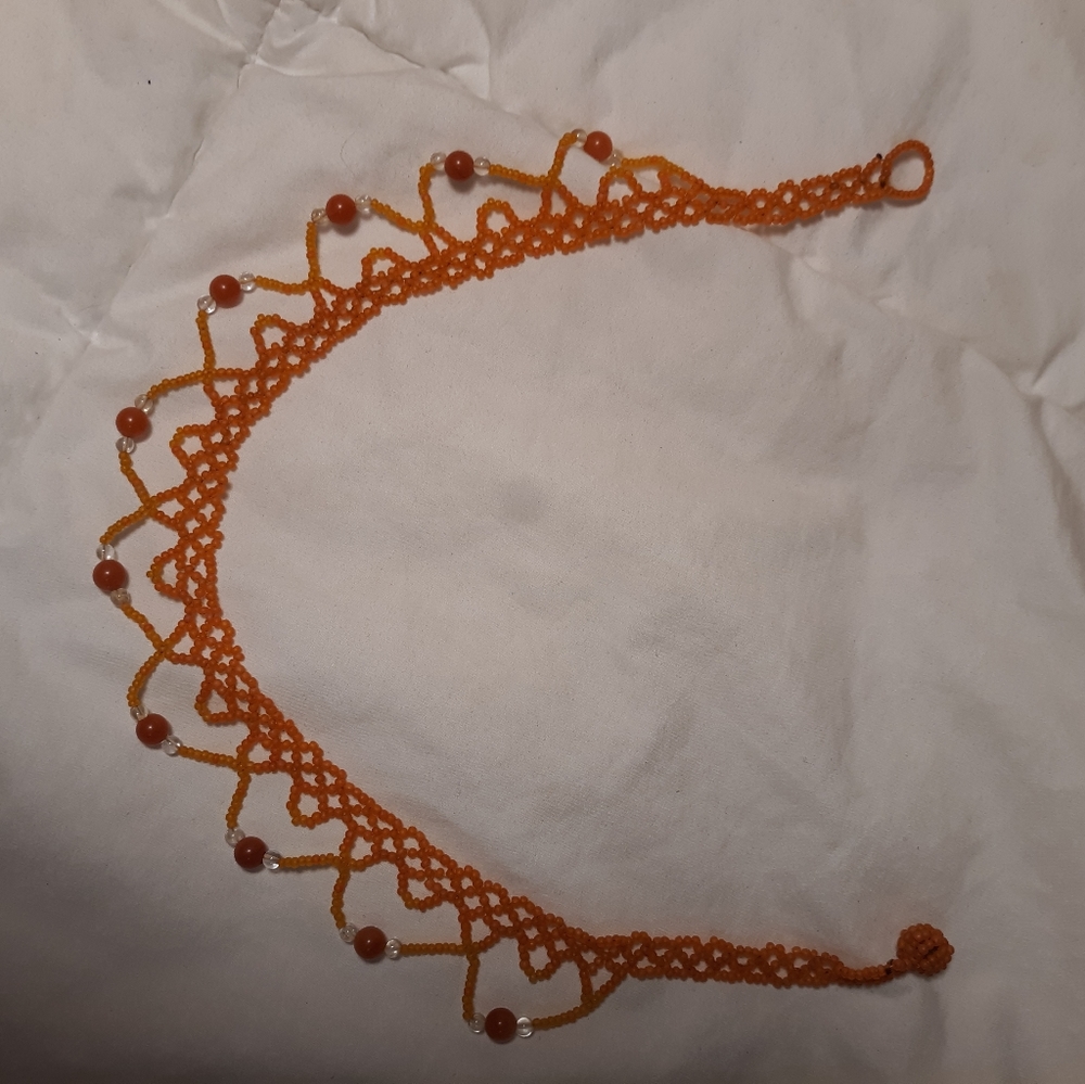 Dainty Carnelian and frosted glass beaded necklace